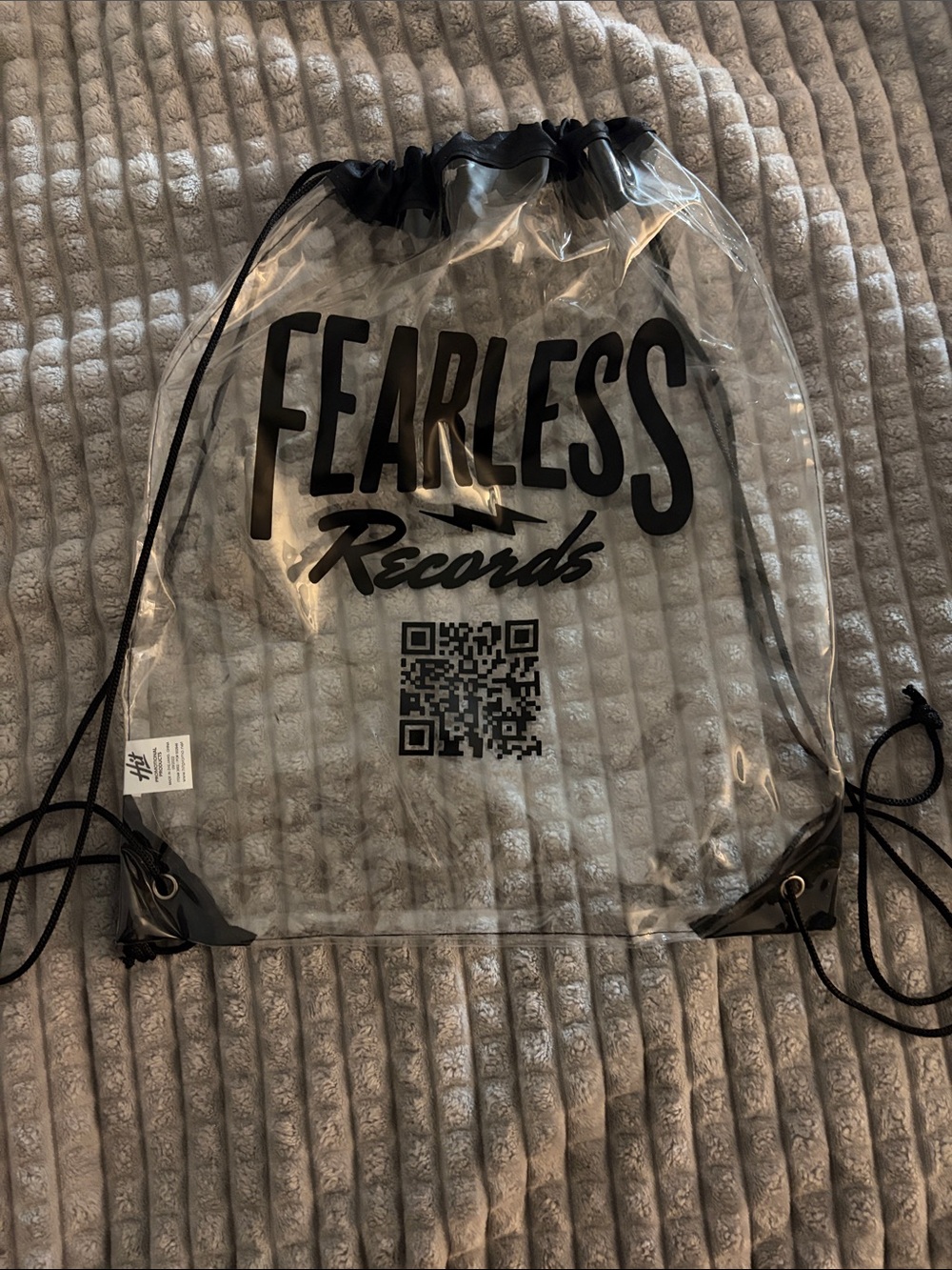 Clear Drawstring Backpack with Black Accents